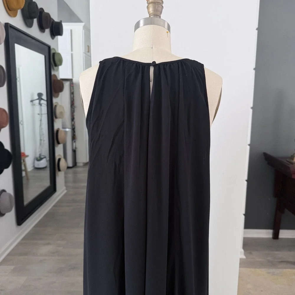 Michael‎ Kors Black Chiffon Sharkbite Hem V-Neck Midi Dress NWT Small